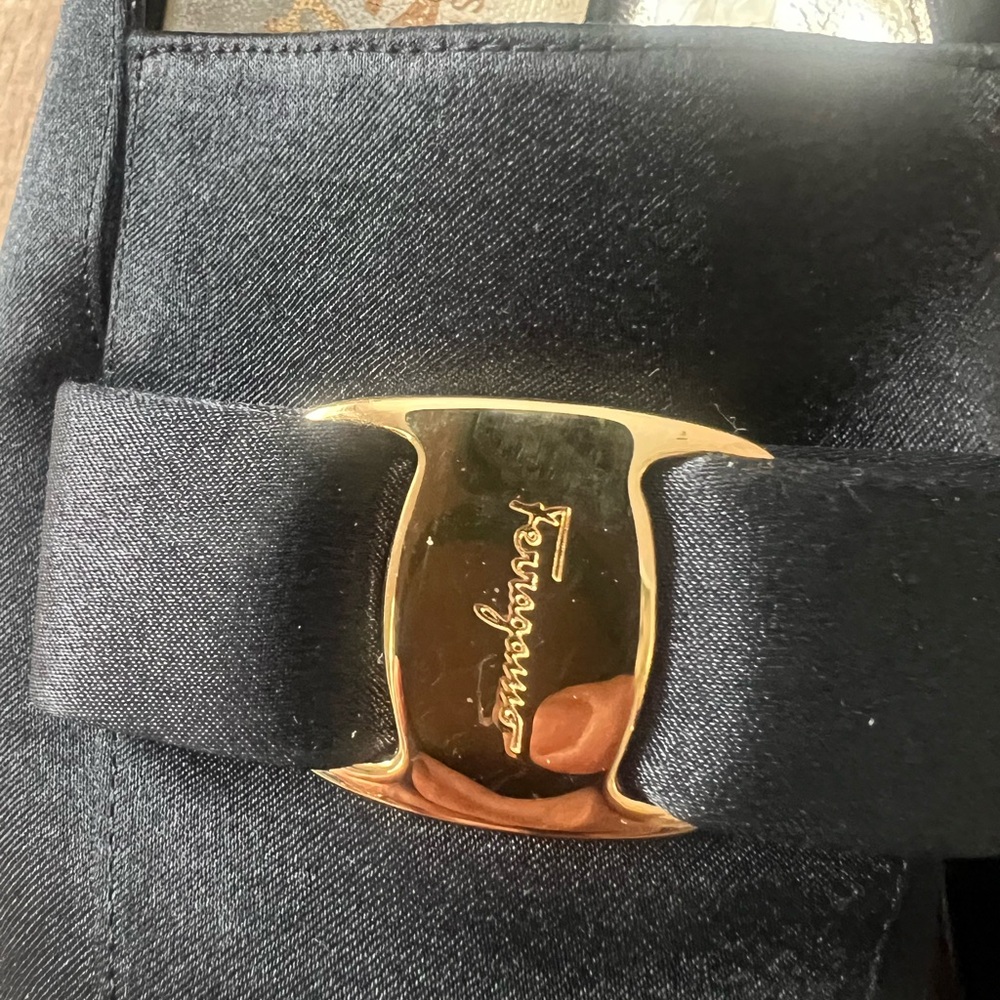 Salvatore Ferragamo Black and Gold Mules - Picture 6 of 15